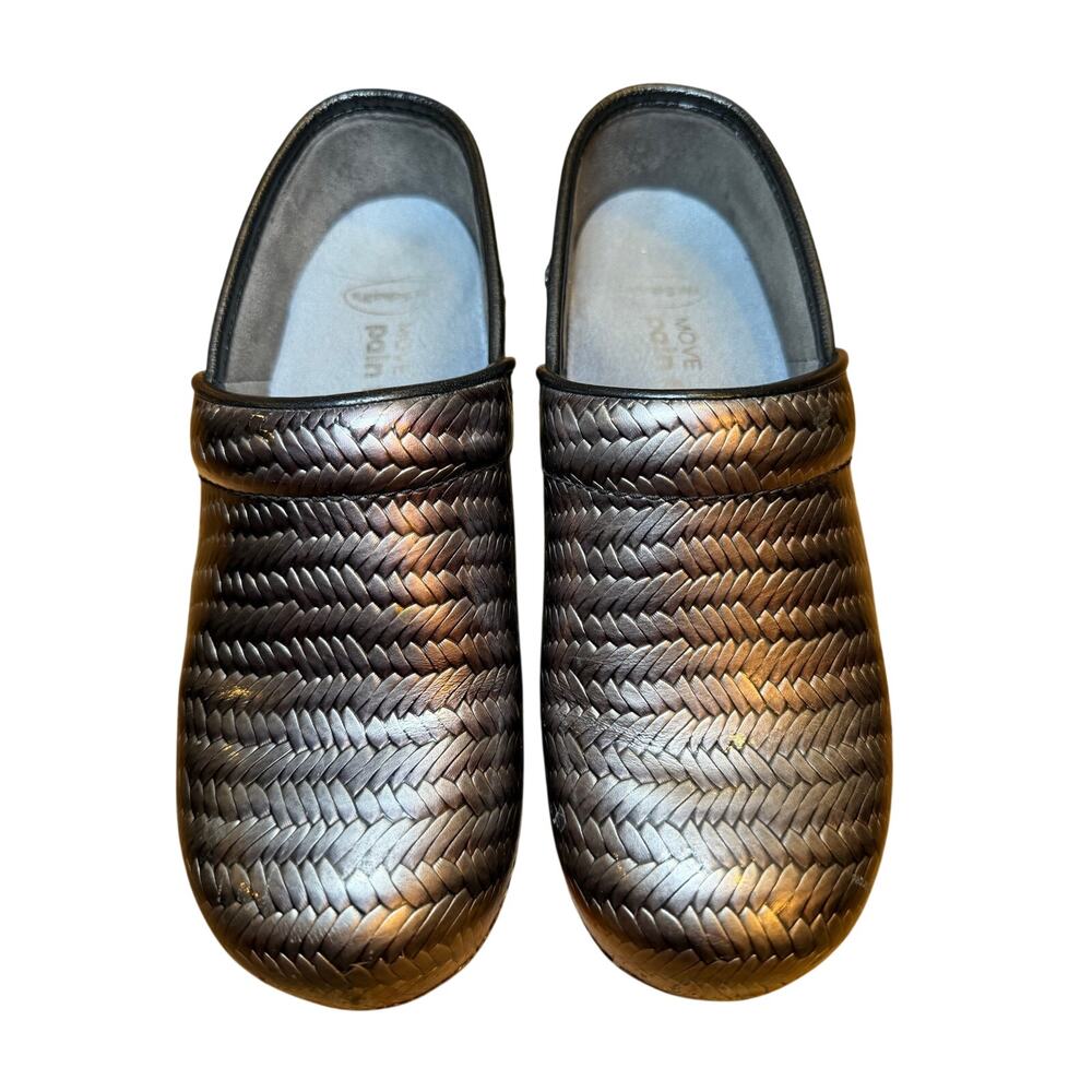 Dansko Professional Silver Herringbone Woven Leather Clogs EU 38 Work Shoes